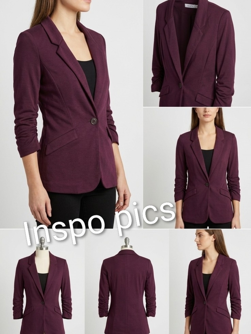 Ricki's GUC Plum/Burgundy Ruched 3/4 Sleeve Blazer Knit Suit Jacket Size XSmall - Picture 13 of 13